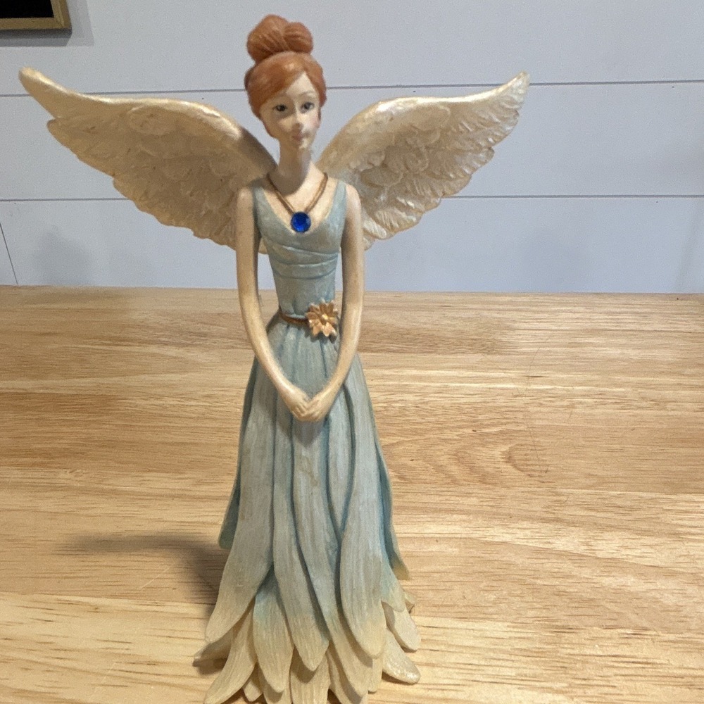 Vintage RUSS Angel Figurine with Petal- Like Layer Dress - September Birthstone